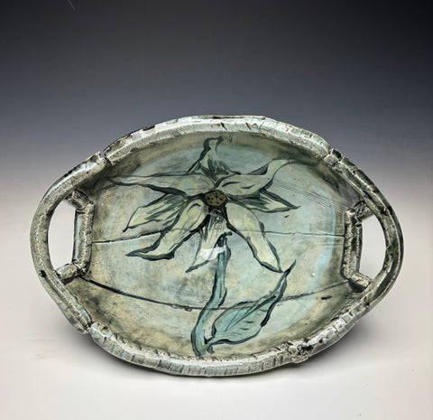 Oval Sunflower Serving Bowl