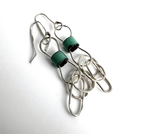 Small Green Bead Earrings