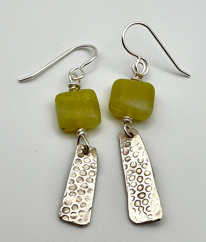 Yellow Jade Tab Earrings