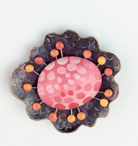 Petal Bop Pin with Coral Dots