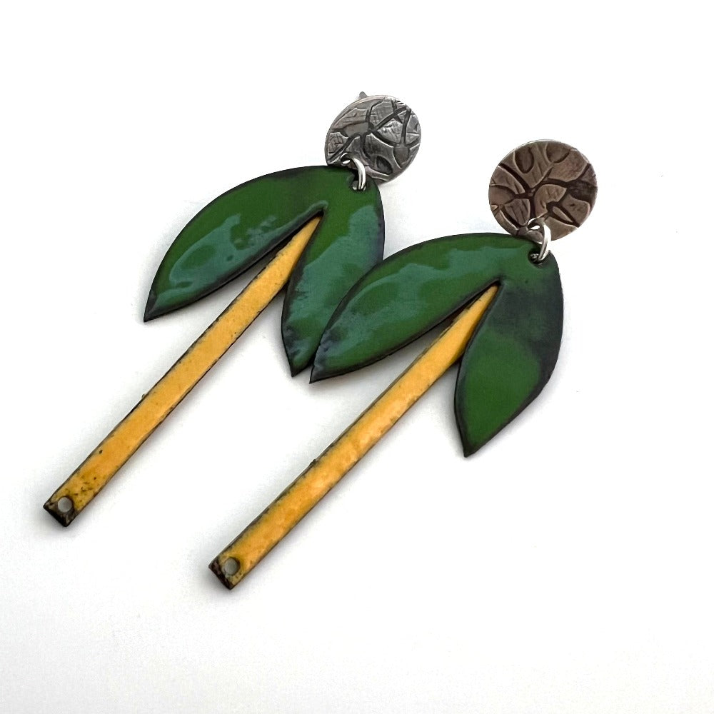 Green and Yellow Leaf Earrings