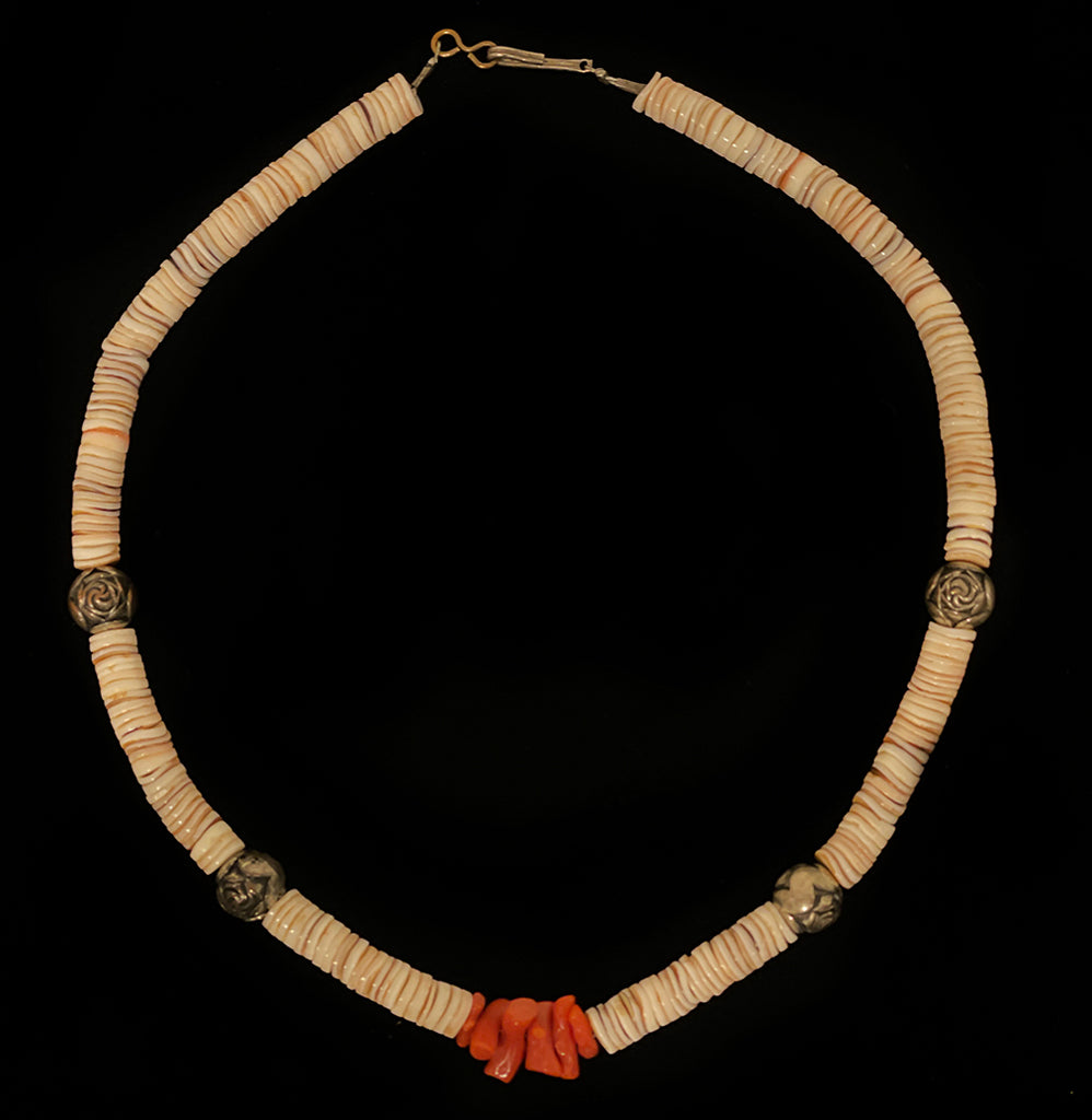 Vintage Heishi Necklace with Coral