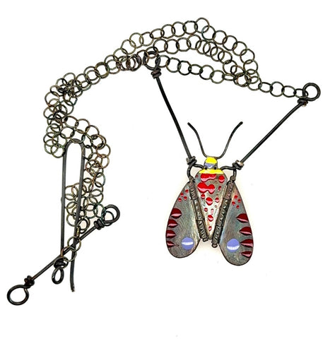 Crimson Moth Necklace