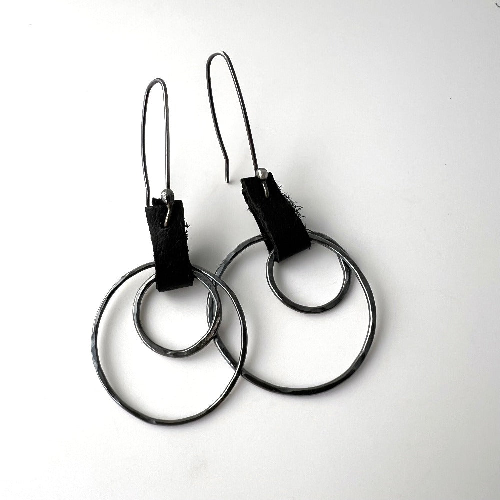 Silver and Leather Earrings No. 1