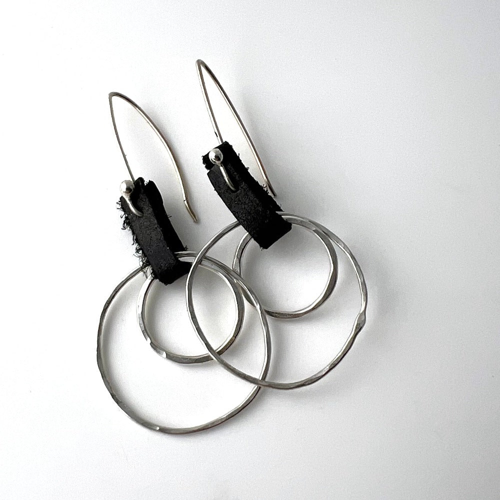 Silver and Leather Earrings No. 2