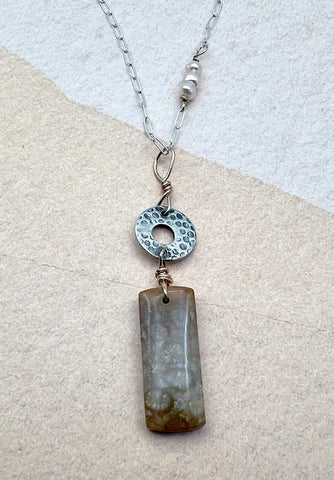 Fossilized Coral Drop Necklace