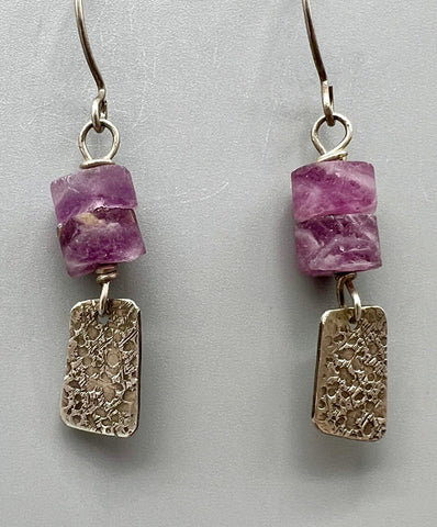 Textured Fluorite Drop Earrings