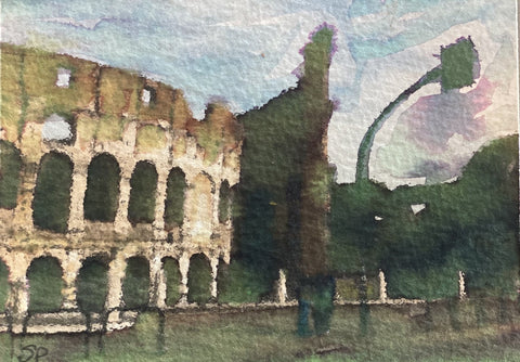 Colosseum Clash of Cultures, Ancient Ruins Modern Stoplight Study, Rome, Italy