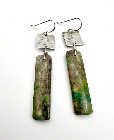 Chrysocalla Square Earrings