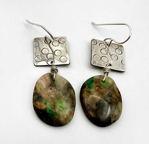 Chrysocalla Dot Earrings