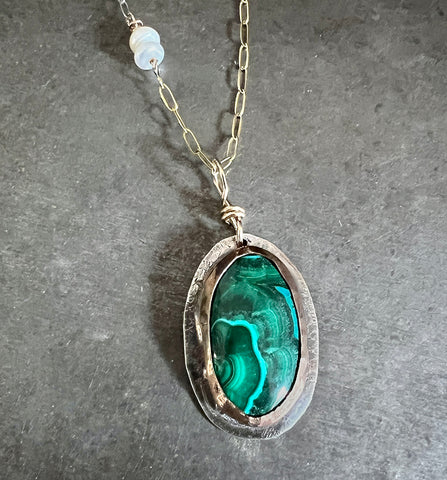 Malachite Chrysocolla Bezel Set