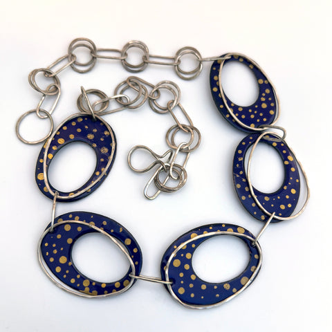 Blue and Gold Ovals Necklace