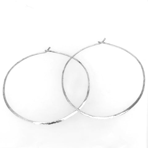 Forged Silver Hoop Earrings