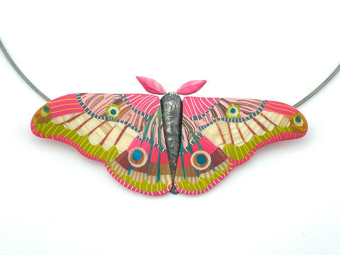 Pink Emperor Moth - Winged One Necklace