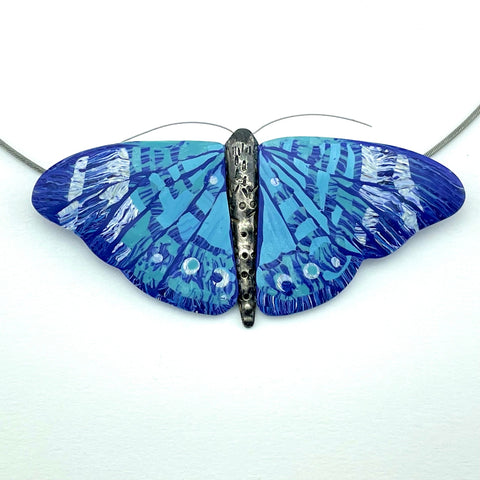 Blue Ikat Butterfly - Winged One Necklace