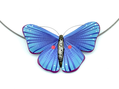 Blue Lyropteryx Butterfly - Winged One Necklace