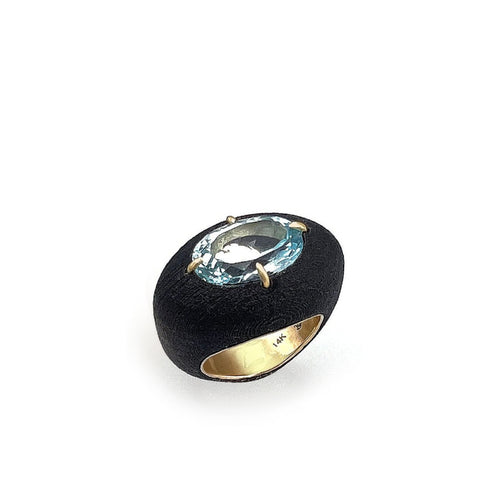 Steel and Blue Topaz Dome Ring