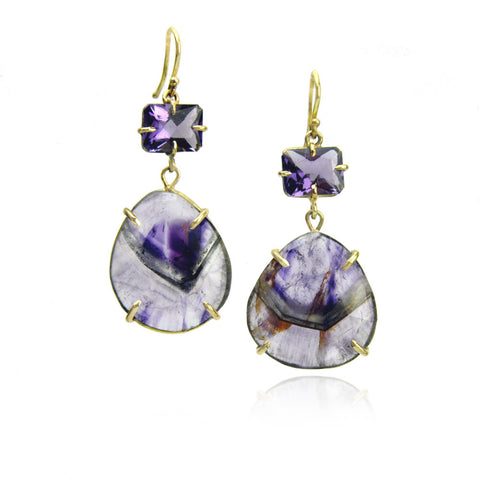 Tourmalated Amethyst Drop Earrings