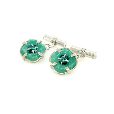 Amazonite and Tourmaline Cufflinks