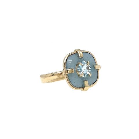 Aquamarine Cushion Ring