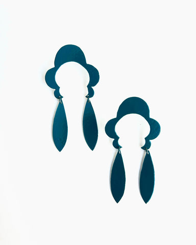 Coquette Feather Earrings - Dark Teal