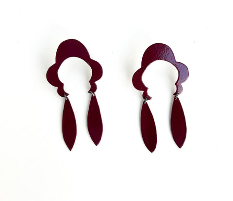 Coquette Feather Earrings - Garnet