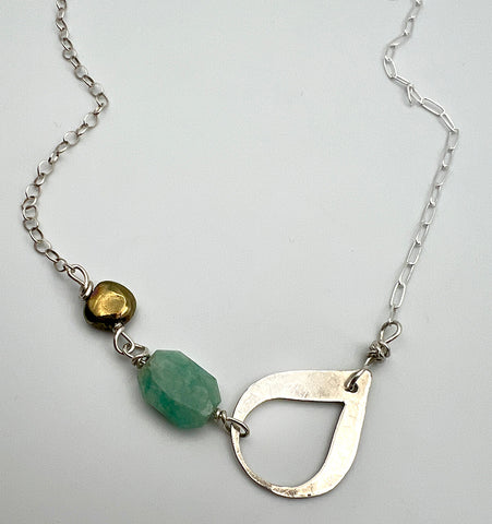 Amazonite and Pyrite Tear Necklace