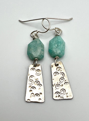 Ammonite Textured Tab Earrings