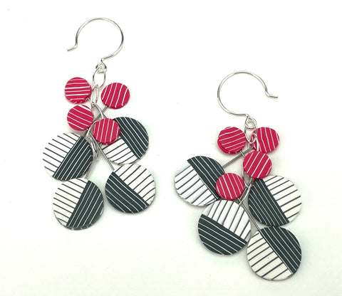 Red Dot Cluster Earrings