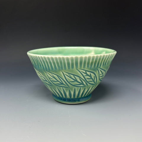 Small Carved Green Bowl 1