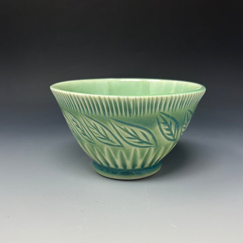Small Carved Green Bowl 2