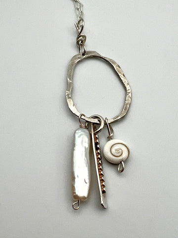 Wonky Charm Oval Hoop Necklace