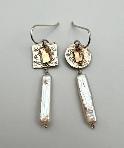 Collage Stick Pearl Earrings