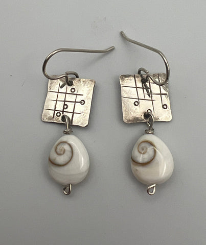 Textured Square Eye of Shiva Drop Earrings