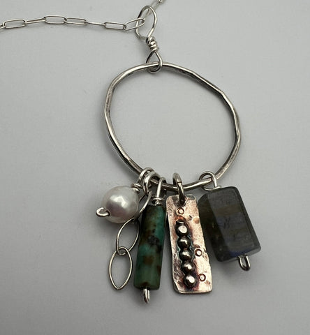 Wonky Hoop Charm Necklace