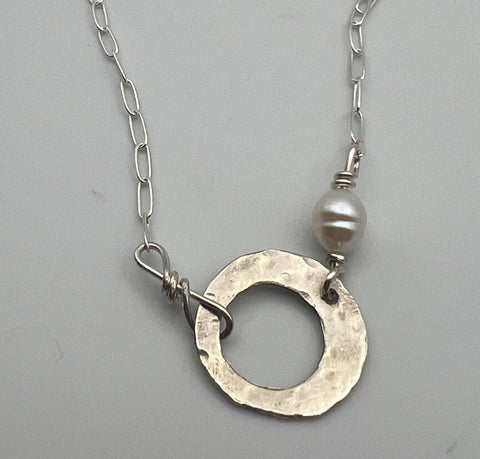 Open Circle Pearl Necklace