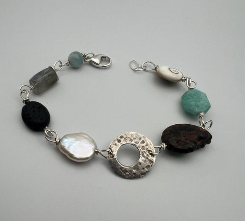 Open Circle Mixed Media Bracelet