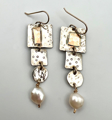 Collage Drop Pearl Earrings