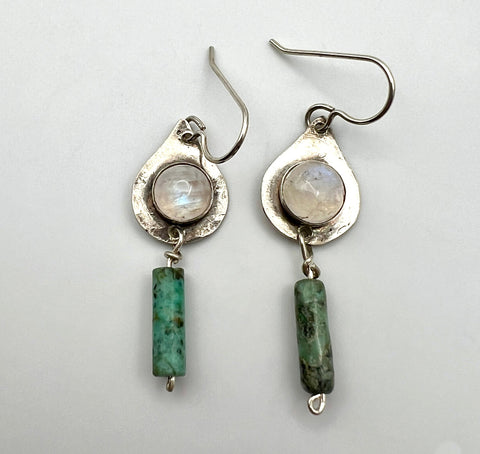 Teardrop Bezel Moonstone Earrings