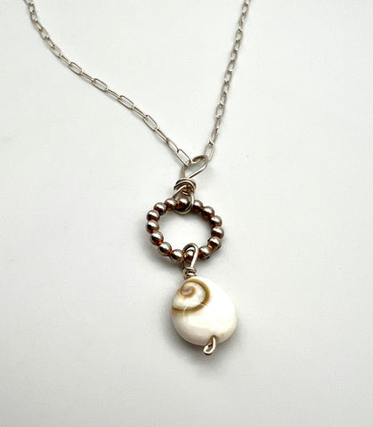 Small Beaded Wonky Hoop Drop Necklace