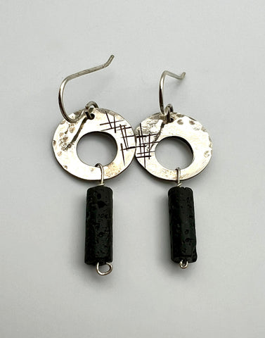 Open Circle Lava Stone Earrings