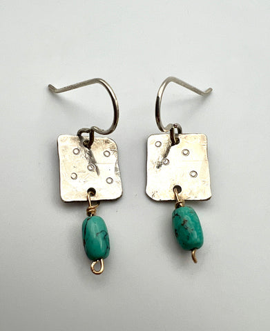 Rectangle Turquoise Drop Earrings