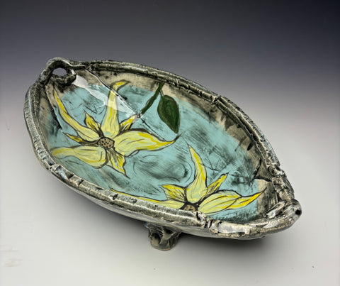 Oblong Sunflower Serving Dish