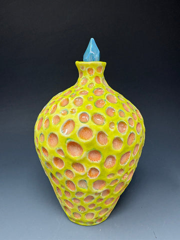 Yellow Pod Bottle with Blue Stopper