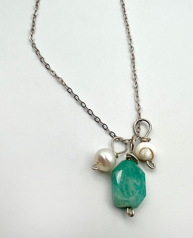 Amazonite Charm Cluster Necklace
