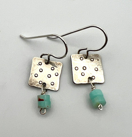 Square Amazonite Drop Earrings