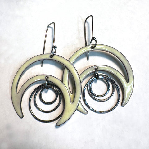 Cream Half Moon Earrings