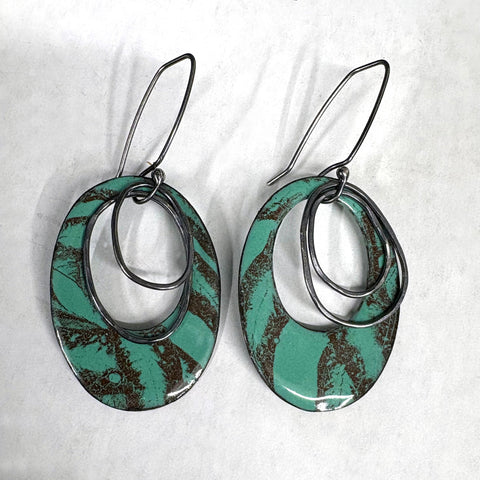 Teal Oval Earrings