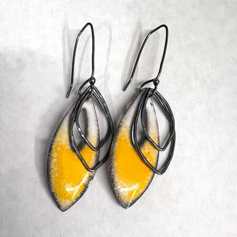 Yellow and White Earrings