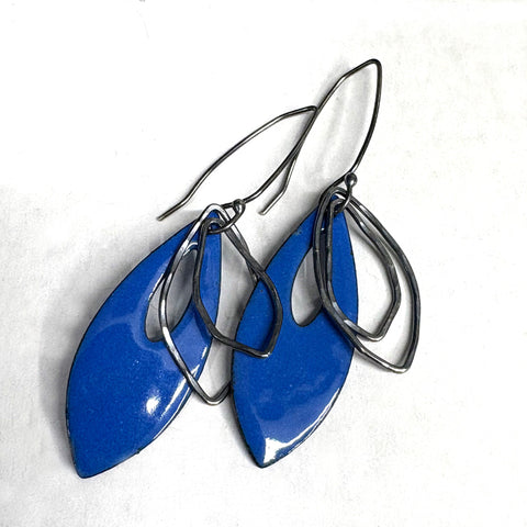 Blue Enamel Earrings